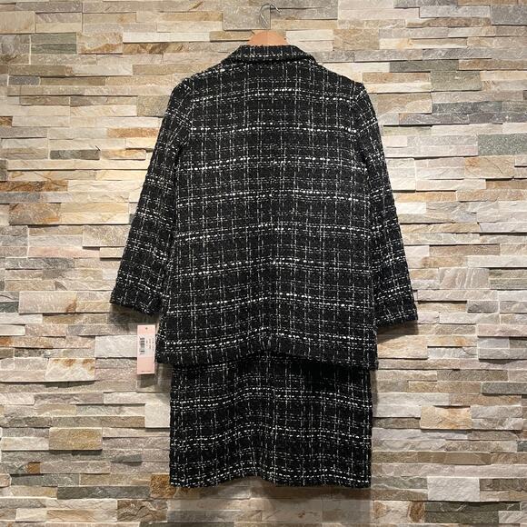 Nanette Lepore Tweed Blazer & Dress Set | 2 Piece Suit, Black White Career S NWT - Picture 13 of 14
